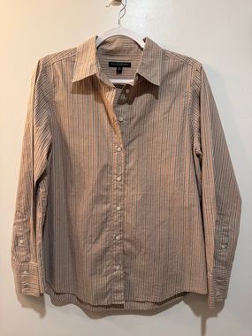 Banana Republic Blush/Tan Striped Button-Down Shirt